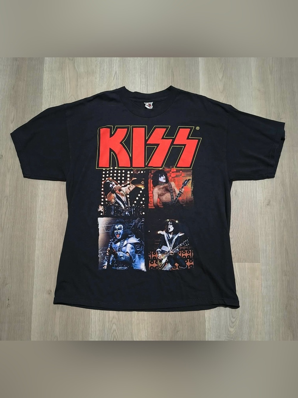 Y2K Kiss Band Tour Shirt Alstyle Black Tee with Red and Yellow Graphic 2008 2009